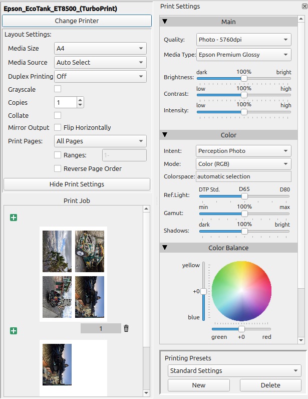 Screenshot Print Settings